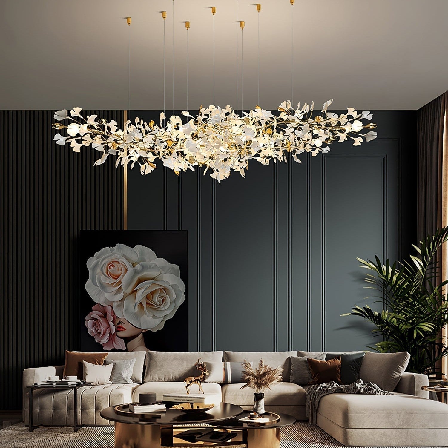 Gingko Ceramic Branch Chandelier Z