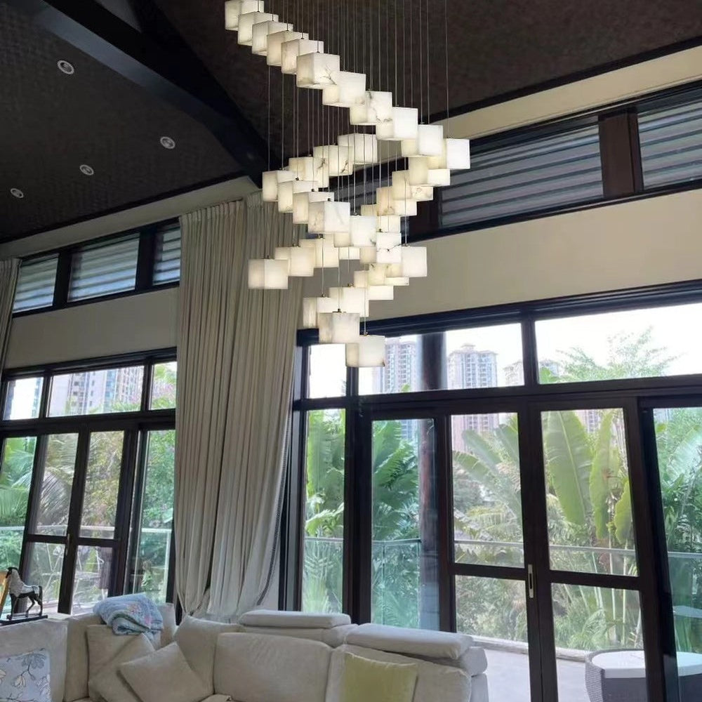 Alabaster Cubic Rectangular Chandelier