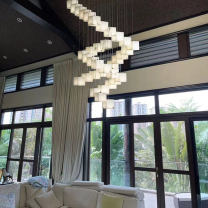 Alabaster Cubic Rectangular Chandelier