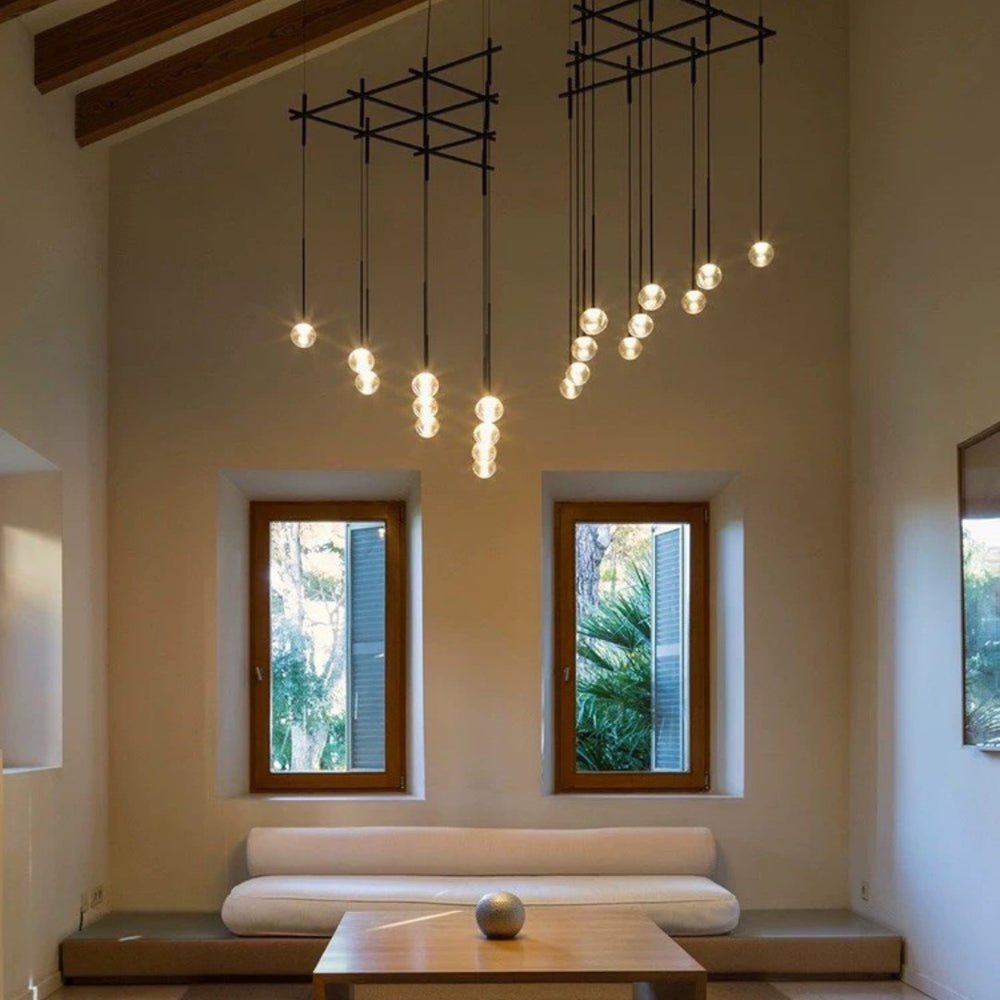 Nordic Minimalist Clear Ribbed Glass Globe Pendant Light