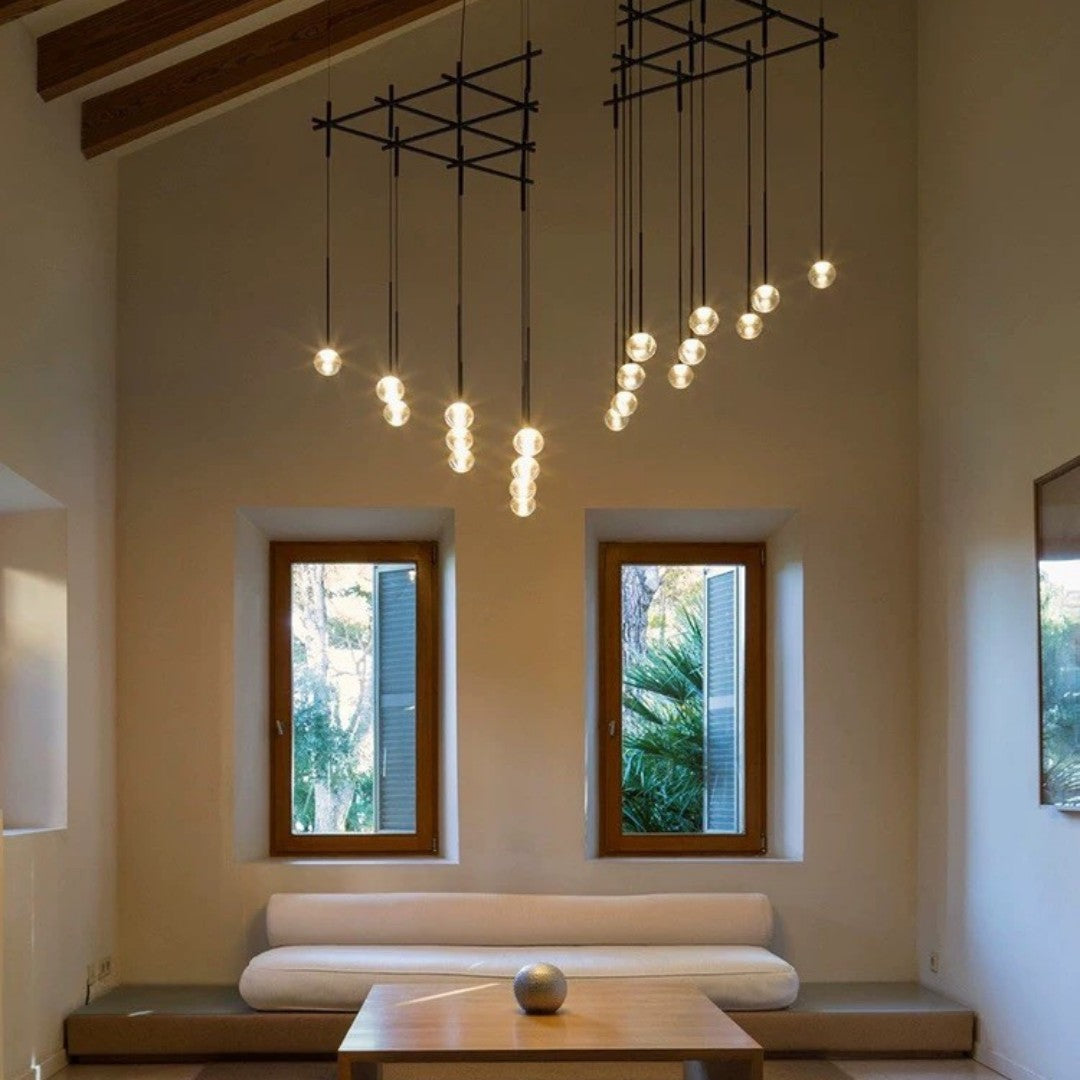 Nordic Minimalist Clear Ribbed Glass Globe Pendant Light