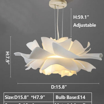 2024 New Arrival  Single White Flower Ceiling Light For Kitchen Dining Room Table
