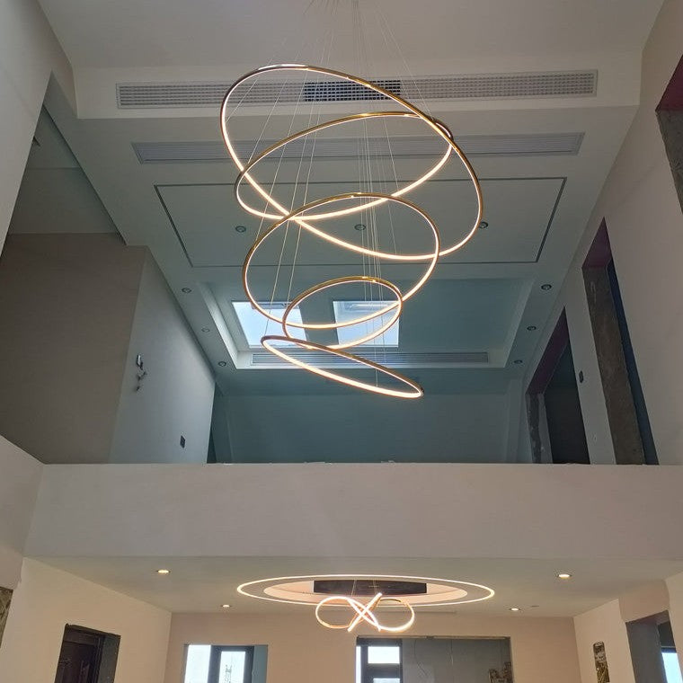 WOMO Large Tiered Ring LED Foyer Chandelier-WM2160
