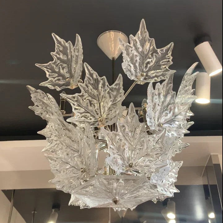Modern Creative Clear Crystal Maple Leaf Chandelier for Living Room/Bedroom
