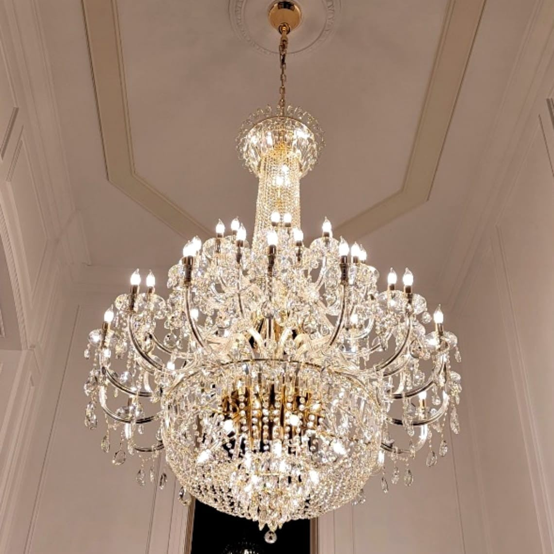Extra Large European-style Multi-layers Candle Luxury Crystal Chandelier Gold Art Foyer/Staircase Decorative Light Fixture