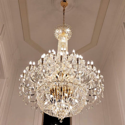Extra Large European-style Multi-layers Candle Luxury Crystal Chandelier Gold Art Foyer/Staircase Decorative Light Fixture
