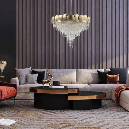 Amadeo Oval Brass Crystal Chandelier