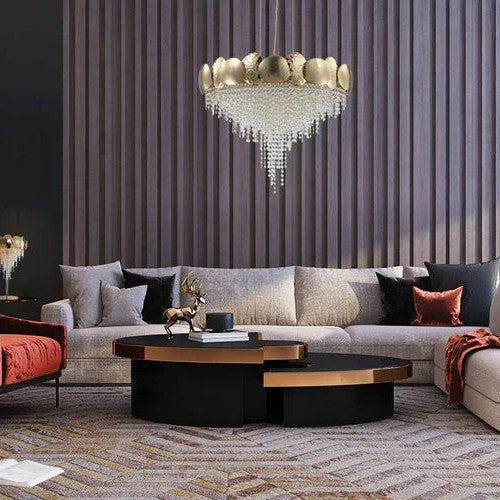 Amadeo Oval Brass Crystal Chandelier