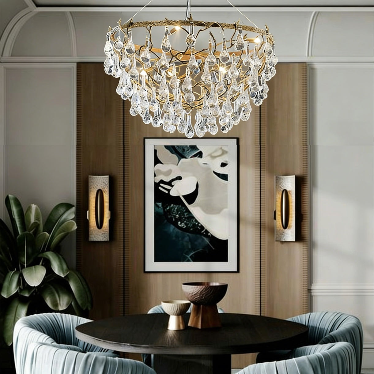 Doris Branch Brass Crystal Chandelier