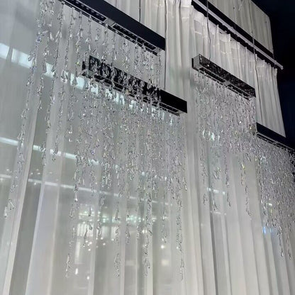 Modern Waterfall Tassel Crystal Chandelier for Dining & Kitchen
