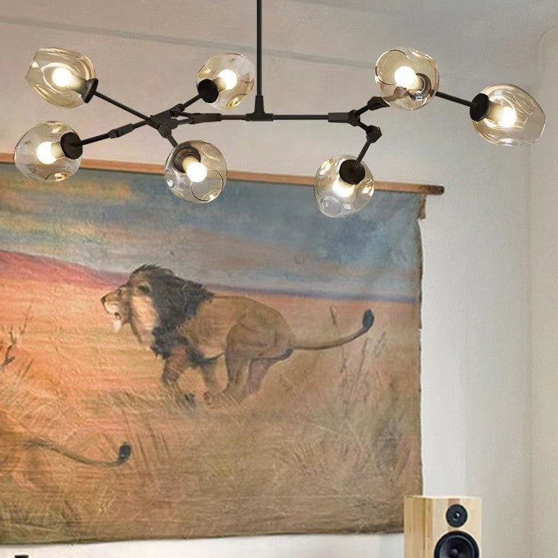 Extra Large Industrial Fashion Branch Multiple Glass Pendant Chandelier for Living/Dining Room
