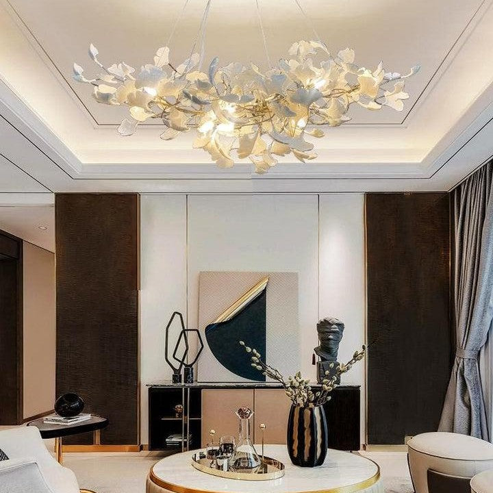 Porcelain Linear Gold Chandelier