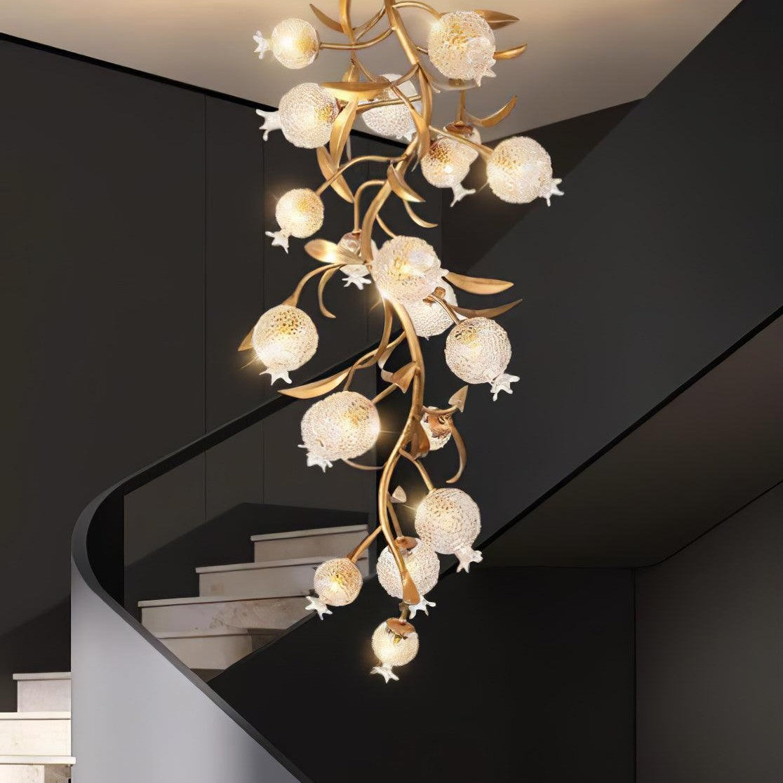 Pomegranate Brass Branch Chandelier