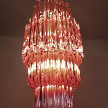 Murano Chandelier – Triedri – Pink – 242 prisms