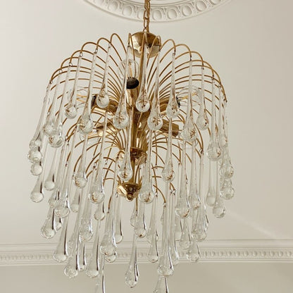 Vintage – Murano chandelier – Teardrop – 68 drops – Clear