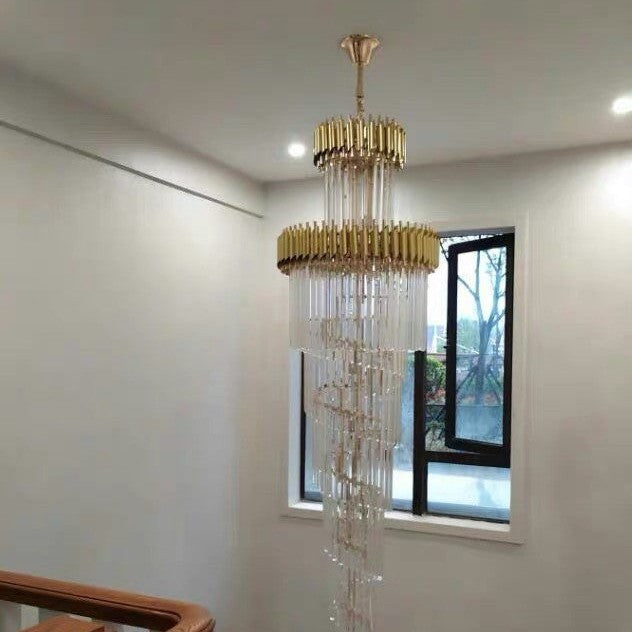 Classic Large Multi-layered Spiral Crystal Chandelier for Foyer/ Staircase