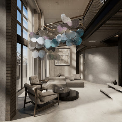 Clouds Iridescent Disc Chandelier