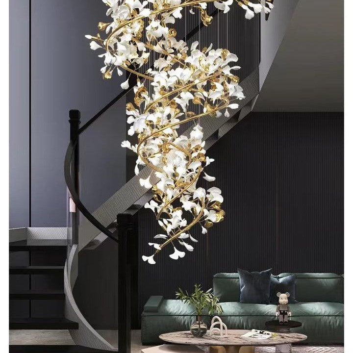 Porcelain Linear Gold Chandelier