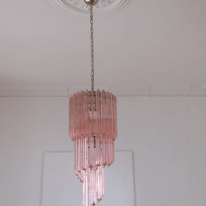 Murano Chandelier – Spiral – 54 prisms – Pink