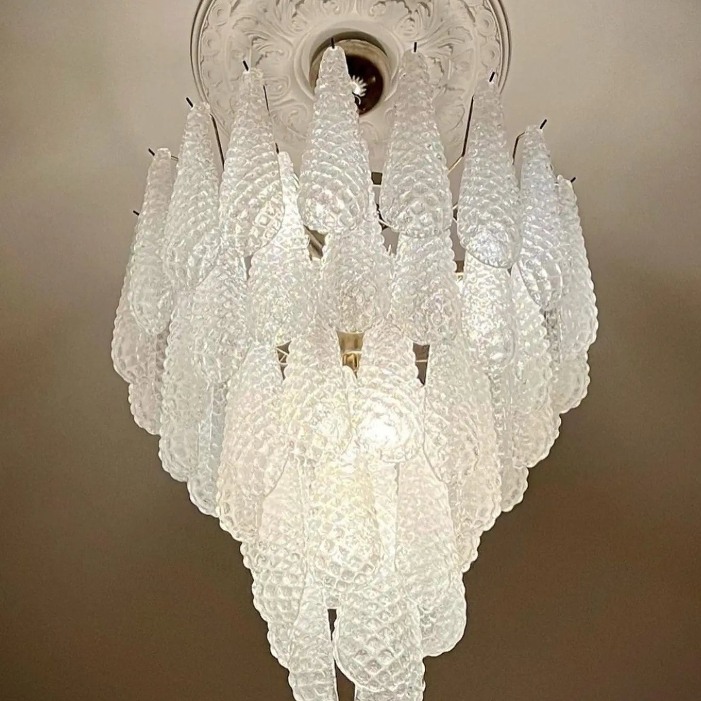 Murano Chandelier – Drop – 52 glasses – Transparent