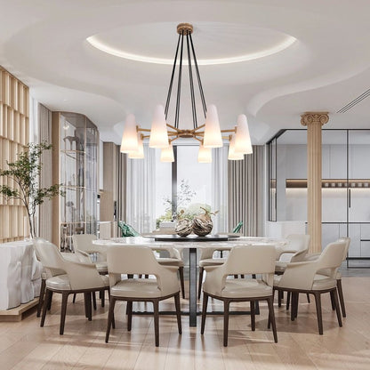 White Porcelain Round Chandelier 8-Lights