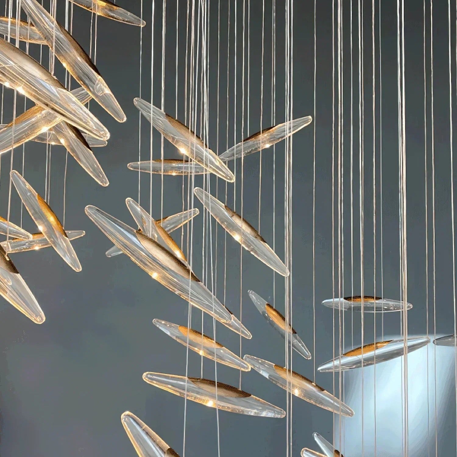 Modern Crystal Whispers LED Floating Light Fixture Artistic Chandelier for Hall