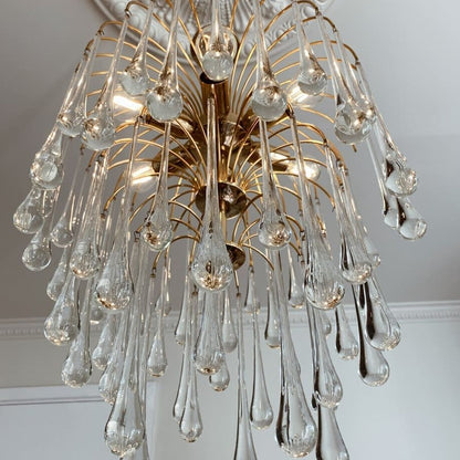 Vintage – Murano chandelier – Teardrop – 68 drops – Clear