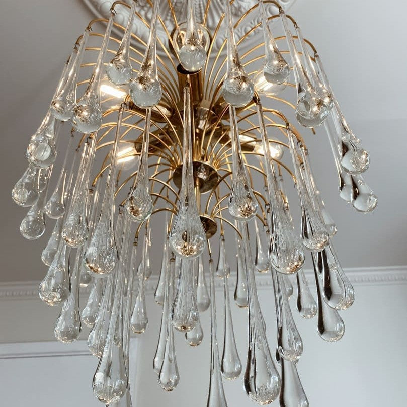 Vintage – Murano chandelier – Teardrop – 68 drops – Clear