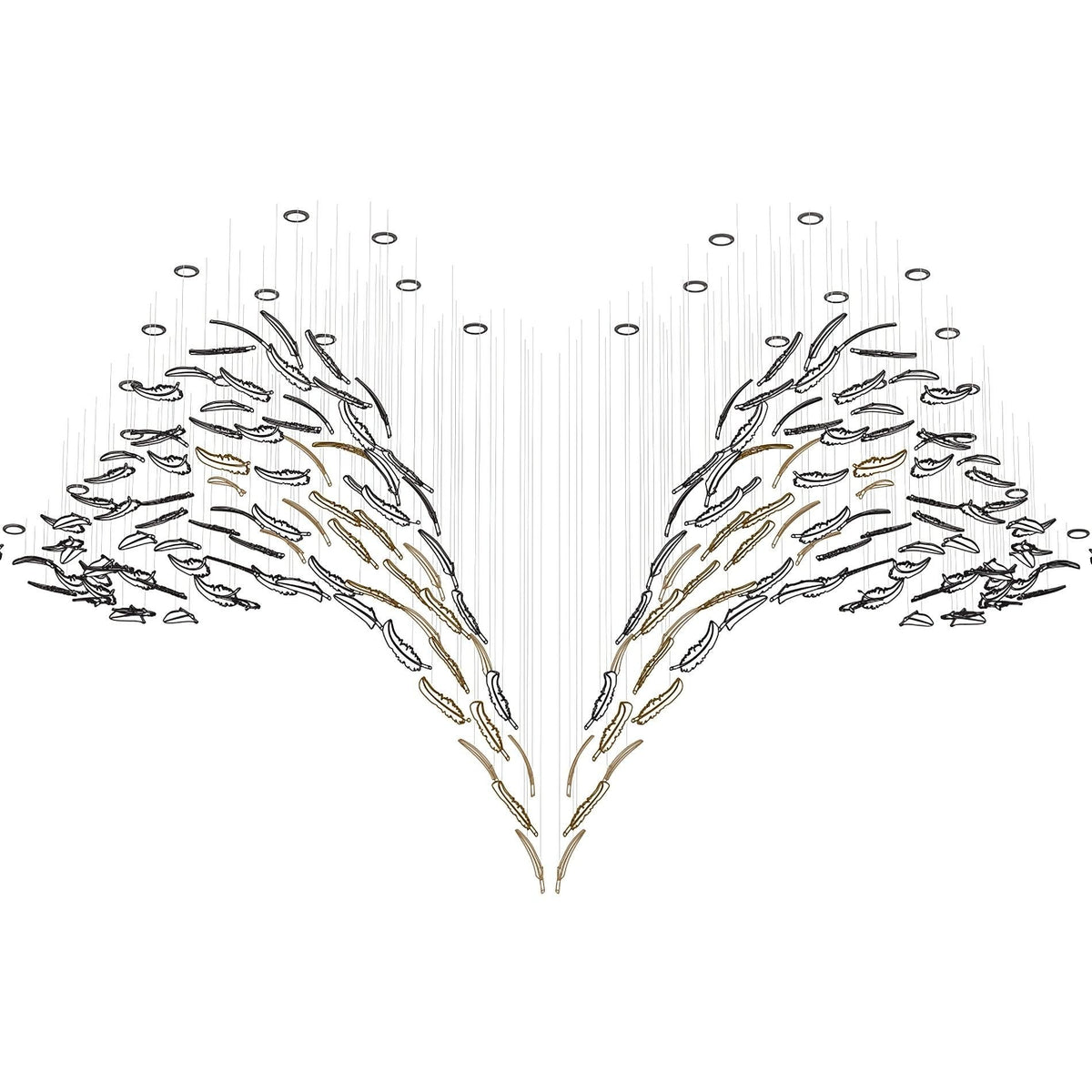 Galaxy Glass Feathers Flying Chandelier