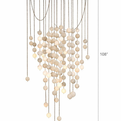 Modern Hanging Spherical Alabaster Chandelier for High Ceilings