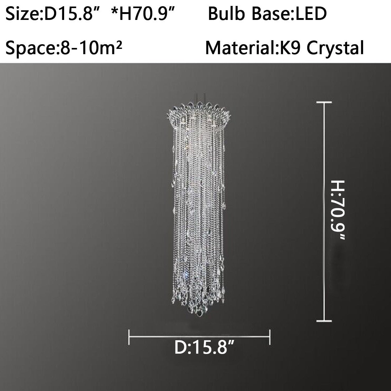 Extra Large Light Luxury Stairwell Crystal Tassel Chandelier for Staircase/High Floor Hall/Loft