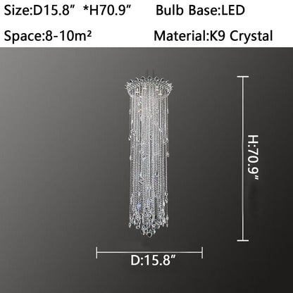 Extra Large Light Luxury Stairwell Crystal Tassel Chandelier for Staircase/High Floor Hall/Loft
