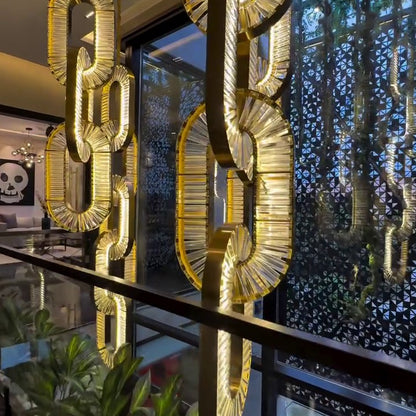 Luxury Crystal and Metal Chain Pendant Chandelier for High Ceilings with Modern Finish