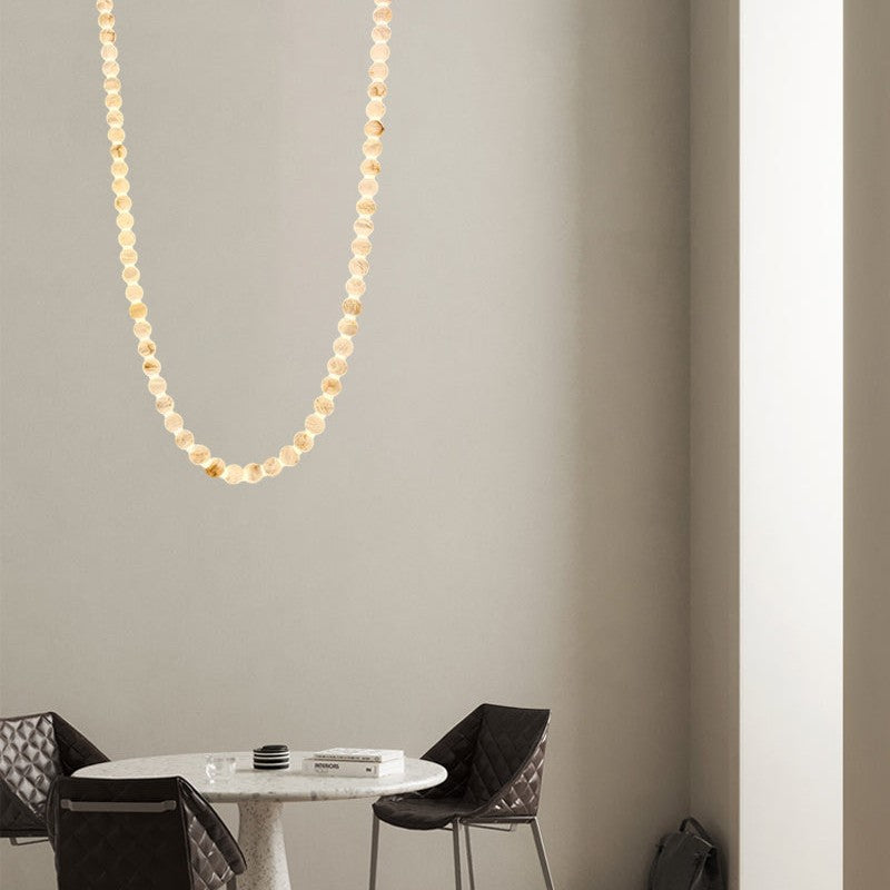 Modern LED Natural Alabaster Globes Beads Hanging Chandelier Indoor Lighting Fixture