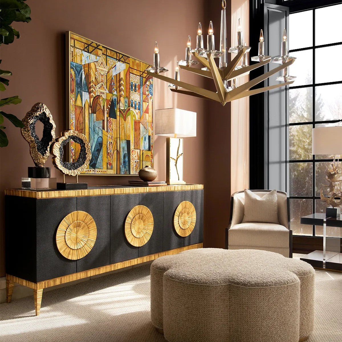 Antares Natural Brass Chandelier 48"D