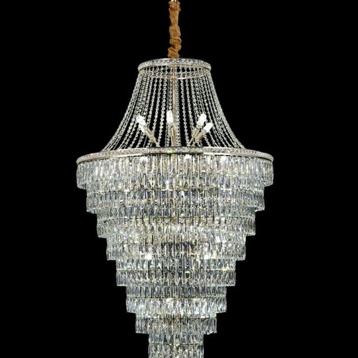Magnificent Extra Large Foyer Hall Chandelier Tiered Crystal Ceiling Lighting Fixture For Living Room Decor