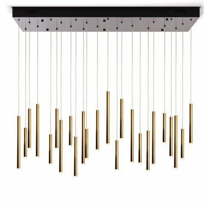 Bellini Rectangular Tri-Tone Tubular Pendant Light Chandelier