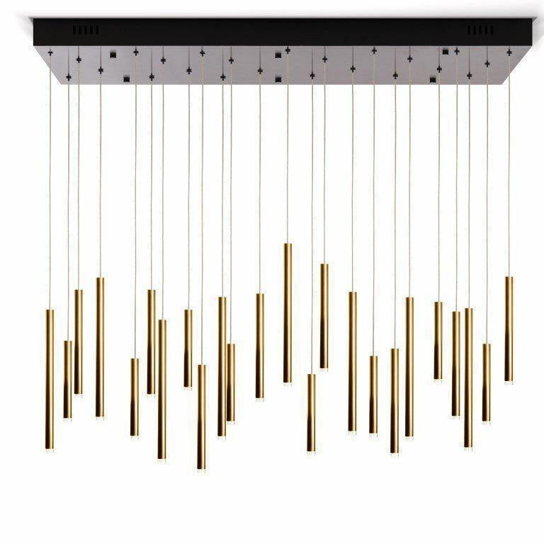 Bellini Rectangular Tri-Tone Tubular Pendant Light Chandelier