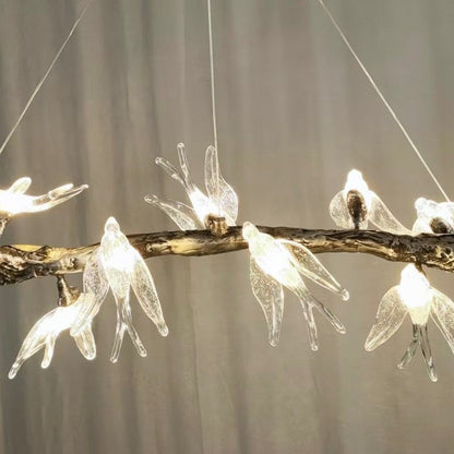 Bird Song Branching Linear Teardrop Chandelier