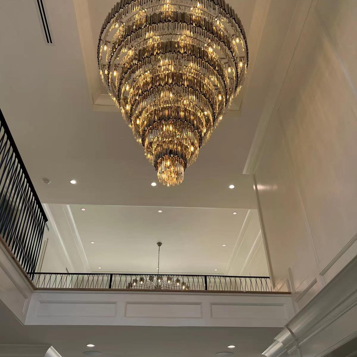 Extra Large Round Cone Tiered Crystal Chandelier for Foyer/Enterway/Living Room