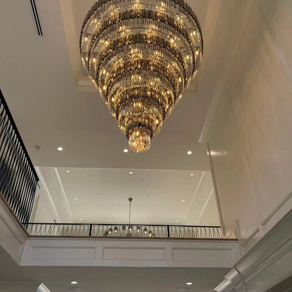 Extra Large Round Cone Tiered Crystal Chandelier for Foyer/Enterway/Living Room