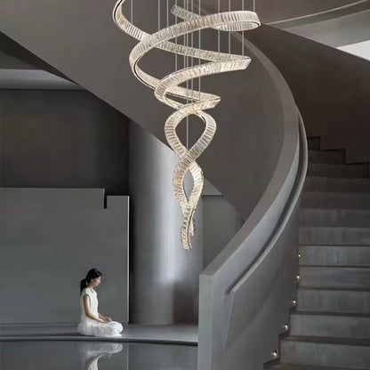 Designer Foyer Living Room Ceiling Light Fixture Stylish Spiral Crystal Chandelier