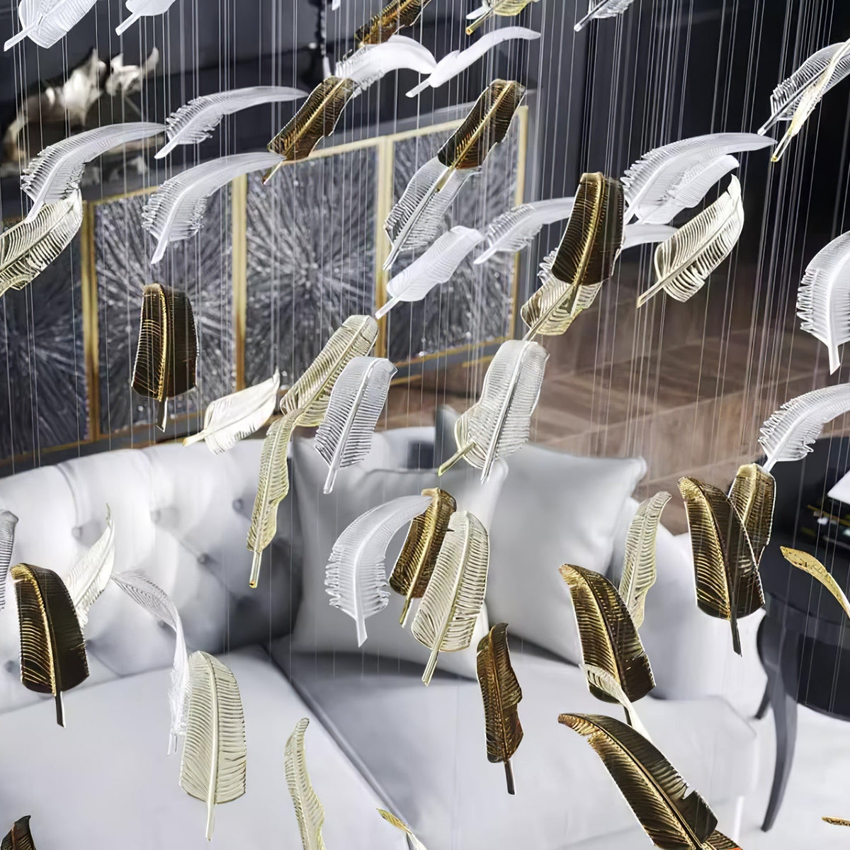 Galaxy Glass Feathers Flying Chandelier