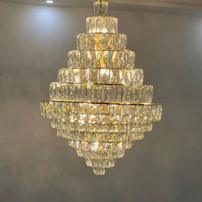 Extra Large Foyer Pure Crystal Ceiling Light Fixture Living Room Entrance Staircase Chandelier