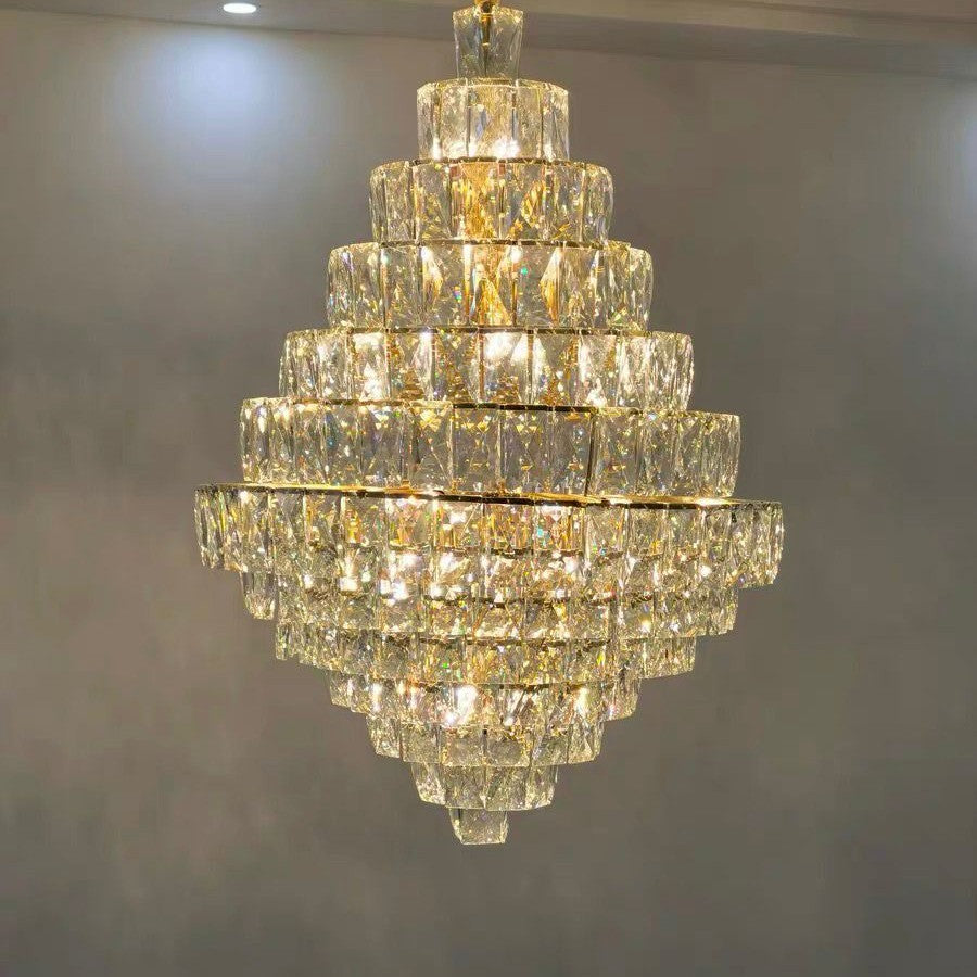 Extra Large Foyer Pure Crystal Ceiling Light Fixture Living Room Entrance Staircase Chandelier