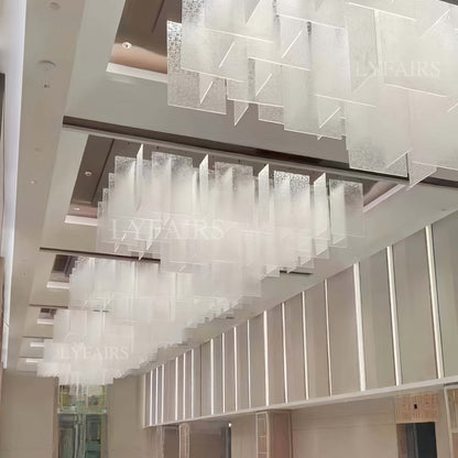 Modern Layered Textured Glass Panel Ceiling Light for Hotel Lobby/Living Room