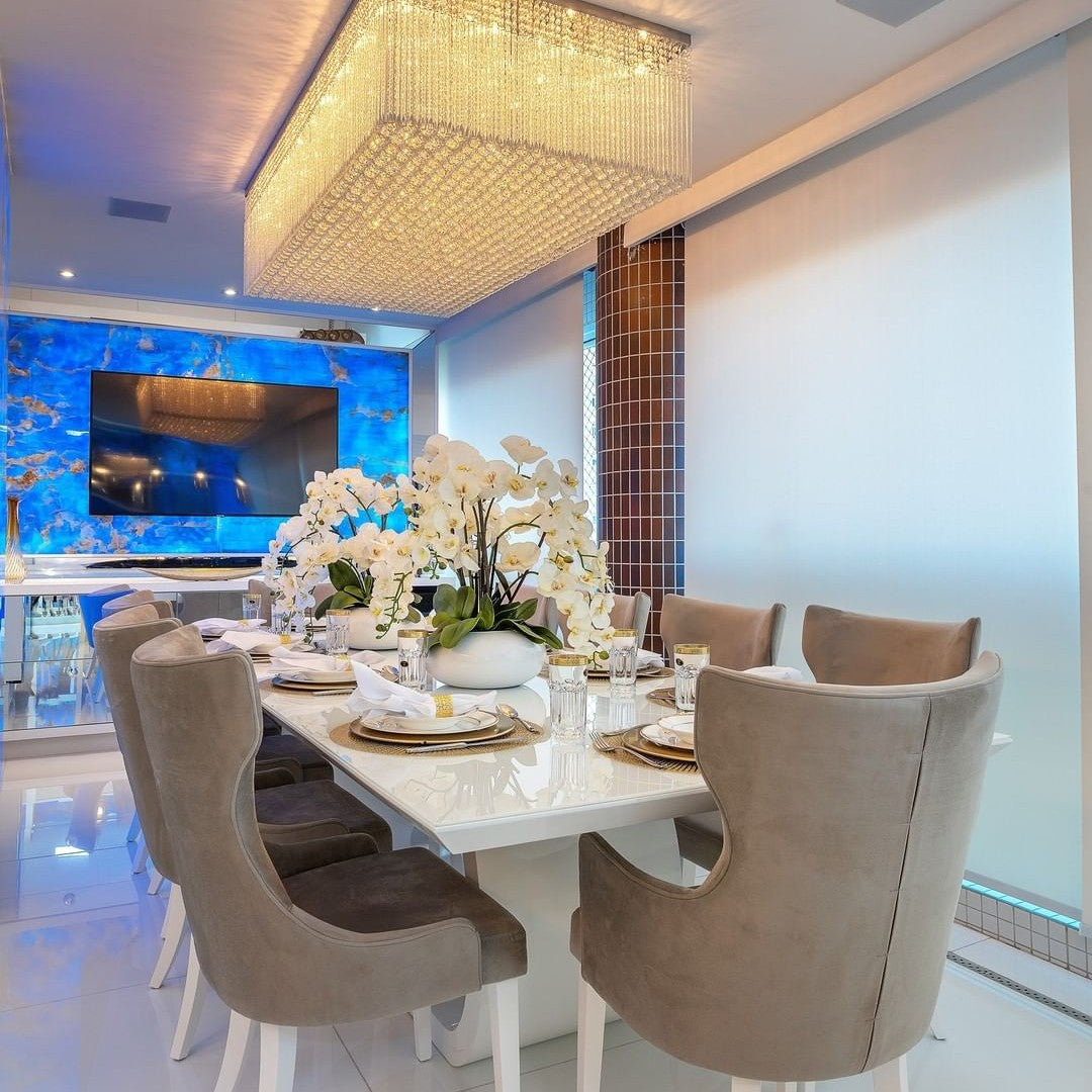 Luxury Rectangular Flush Mount Crystal Chandelier for Dining Room