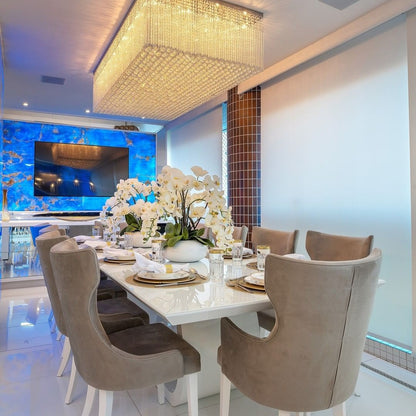 Luxury Rectangular Flush Mount Crystal Chandelier for Dining Room
