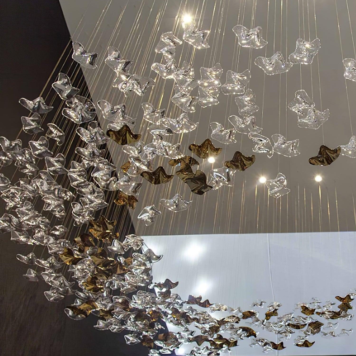 Calliope Coastal Sands Wave Glass Chandelier, Artisic Handmade Glass Chandelier