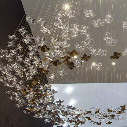 Calliope Coastal Sands Wave Glass Chandelier, Artisic Handmade Glass Chandelier
